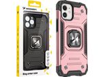 Wozinsky Anello Armatura Custodia Iphone 14 Custodia Blindata Supporto Magnetico Anello Oro Rosa