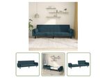 The Living Store Divano Letto A 2 Posti Con 2 Cuscini In Velluto Blu
