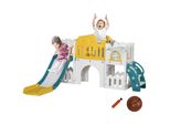 Scivolo Per Bambini Aiyaplay, 7 In 1, Scivolo Per Bambini Con Canestro Da Basket, Struttura Per Arrampicata, Telescopio, Tunnel, Volante, Passerella, Cestino Portaoggetti