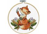 Kit Per Ricamo A Punto Croce Design Works Con Cerchio Da Ricamo "Fox"", Schema Di Conteggio, Diam. 20Cm"