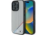 Bmw Bmhmp16L23Pupdg Iphone 16 Pro 6.3Szary/Grey Custodia Rigida M Linea Tricolore Perforata Magsafe