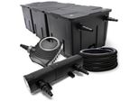 Set Completo Wiltec: Filtro Per Laghetti CBF-350C Fino A 90000 L Come Filtro A Flusso Continuo, Pompa Per Laghetti NEO10000 Supereco 10000L/H 80W, Chiarificatore Per Laghetti CUV-218 Con Chiarificatore Uvc 18W, Tubo Per Laghetti 25M 25 Mm