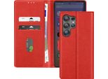 Avizar, Custodia In Ecopelle Con Funzione Di Supporto Per Samsung Galaxy S25 Ultra, Rosso