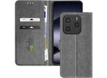 Avizar, Custodia In Pelle Finta Con Funzione Stand Xiaomi Redmi Note 14 5G, Grigio
