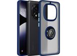 Avizar, Xiaomi Redmi Note 14 Pro 5G / 4G, Note 14 Pro Plus Custodia Anello In Metallo, Blu Scuro