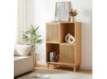 Libreria 'YpäJä' Con 2 Ante Scorrevoli E 4 Ripiani 120 X 84 X 39 Cm In Bambù