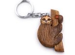 Onwomania Portachiavi In Legno Bradipo Su Un Ramo Ciondolo Animale Mammifero