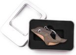 Portachiavi In Legno Delfino Delfino Grigio Balena Mammifero Acqua Mare Ciondolo In Confezione Regalo