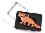 Portachiavi In Legno Volpe Rossa Cane Selvatico Predatore Animale Forestale Ciondolo In Confezione Regalo