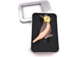 Portachiavi In Legno Pappagallo Uccello Cacatua Allevamento Ciondolo Testa Gialla In Confezione Regalo