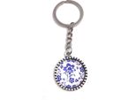 Onwomania Cerchio Portachiavi Con Fiori Ciondolo In Metallo Blu Scuro