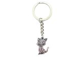 Onwomania Portachiavi Gatto Grinse Gatto Animale Domestico Ciondolo In Metallo Argento Fascino