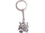 Onwomania Portachiavi Testa Di Tigre Ringhiante Animale Tigre Argento Metallo Ciondolo Charm