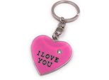 Onwomania Ciondolo Portachiavi I Love You Lettering Amore Coppia Strass Rosa Argento Ciondolo Portachiavi