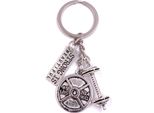 Onwomania Portachiavi Dumbbell Training Bodybuilding Fitness Studio Centre Ciondolo In Metallo Argentato Charm