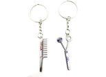 Onwomania Portachiavi Parrucchiere Amore Coppia Amore Argento Metallo Ciondolo Charm