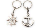 Onwomania Portachiavi Partner Marittimo Coppia Amore Argento Metallo Ciondolo Charm