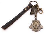 Onwomania Portachiavi Gufo Con Grandi Occhi Uccello Bronzo Ciondolo Portachiavi In Pelle