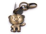 Onwomania Portachiavi Gatto Tomcat In Piedi Carino Bronzo Cuoio Ciondolo Portachiavi
