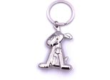 Onwomania Cane Seduto Con Orecchie Flosce Portachiavi Portachiavi In Metallo Argento