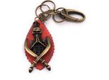 Onwomania Portachiavi Scheletro Spade Morte Paura Bronzo Cuoio Ciondolo Portachiavi