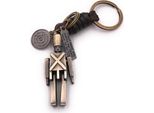 Onwomania Portachiavi Macchina Robot Uomo Uniforme Bronzo Pelle Ciondolo Portachiavi