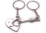 Onwomania Portachiavi Coppia Ciondolo Amore Cuore Freccia Argento Ciondolo Portachiavi