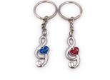 Onwomania Portachiavi Ciondolo Coppia Ciondolo Amore Nota Clef Blu Rosso Argento Ciondolo Portachiavi