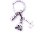 Onwomania Estintore Ascia Fuoco Tripple Portachiavi Portachiavi Argento Metallo