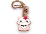 Onwomania Portachiavi Gatto Rosa Bianco Carino Fiore Animale Domestico Oro Ciondolo Portachiavi