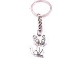 Onwomania Portachiavi Portachiavi In Metallo Argento Gatto Sorridente Seduto Con I Baffi