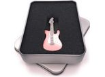Onwomania Chitarra Strumento Musicale Chitarra Elettrica Argento Rosa Rosa Glitter Strass Chiavetta Usb In Scatola Regalo Alluminio 64 Gb Usb 2.0
