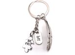 Onwomania Portachiavi Portachiavi In Metallo Argento Believe Bff Best Friend Puzzle Piuma