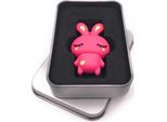 Onwomania Chiavetta Usb Pasquale Con Coniglietto Rosa In Confezione Regalo In Alluminio 16 Gb Usb 2.0