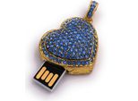 Onwomania Cuore Pietre D'oro Blu Divertente Chiavetta Usb 8 Gb Usb 2.0