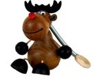 Renna Giocattolo In Legno Rudolf Su Piuma, Decorazione Natalizia Alce Per Bambini