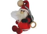 Babbo Natale Giocattolo In Legno Con Piuma, Decorazione Natalizia Per Bambini