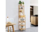 Scaffale In Piedi SiilinjäRvi Scaffale Da Cucina In Bambù 163 X 33 X 28 Cm Scaffale Decorativo Fino A 5 Kg Scaffale Da Bagno Caricabile Natura