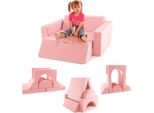 Costway Divano Modulare Per Bambini, Divano Da Gioco, Divano Modulare Sfoderabile, Divano Per Bambini Per La Stanza Dei Bambini Per Giocare, Organizzare E Dormire (Rosa)