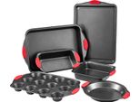 Set Da Forno Vevor, 6 Pezzi, Pentole Acciaio Al Carbonio Con Rivestimento Antiaderente, Piastre E Stampi Da Forno Con Manici In Silicone Per Biscotti, Muffin, Nero
