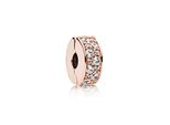 Pandora Clear Pavé Clip Lega Metallica Placcata Oro Rosa 14 Carati