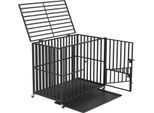 Cassa Mobile Per Cani Per Impieghi Gravosi, 3 Porte Di Accesso, Robusta Struttura In Metallo, Nera, L (38 Pollici)