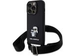 Karl Lagerfeld Custodia Saffiano Crossbody Metal Karl&Choupette Iphone 15 Pro Nero