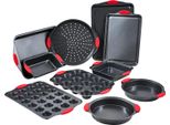 Vevor Set Da Forno 10 Pezzi Teglie Antiaderenti E Teglie Acciaio Al Carbonio Con Manici In Silicone Per Biscotti Torte Muffin Pane Nero