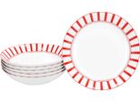 Set Di 6 Piatti Da Portata 450Ml In Porcellana 6 Pers A Righe Rosse Spaccate