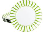 Split Verde A Righe 6X Piatto Da Pranzo Ø27Cm Porcellana 6 Persone Piatto Da Pranzo A Righe
