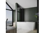 Attacco Per Vasca Sonni, Schermo Pieghevole 120X140Cm, Cabina Doccia Pieghevole, Cabina Doccia Nano 6Mm Vetro Nero
