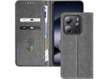 Avizar, Custodia In Pelle Finta Con Funzione Di Supporto Xiaomi Redmi Note 14 4G, Grigio