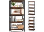 Costway Libreria A 5 Livelli, Scaffale A Più Livelli Alto 157 Cm Con Ripiano Regolabile, Scaffale Industriale Con Struttura In Metallo Marrone Rustico