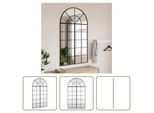 The Living Store Specchio Da Parete Nero 80X140 Cm Ferro Curvo